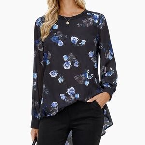 Thakoon | Women | Sheer Floral Blouse | Medium | High-Low Business Casual Top